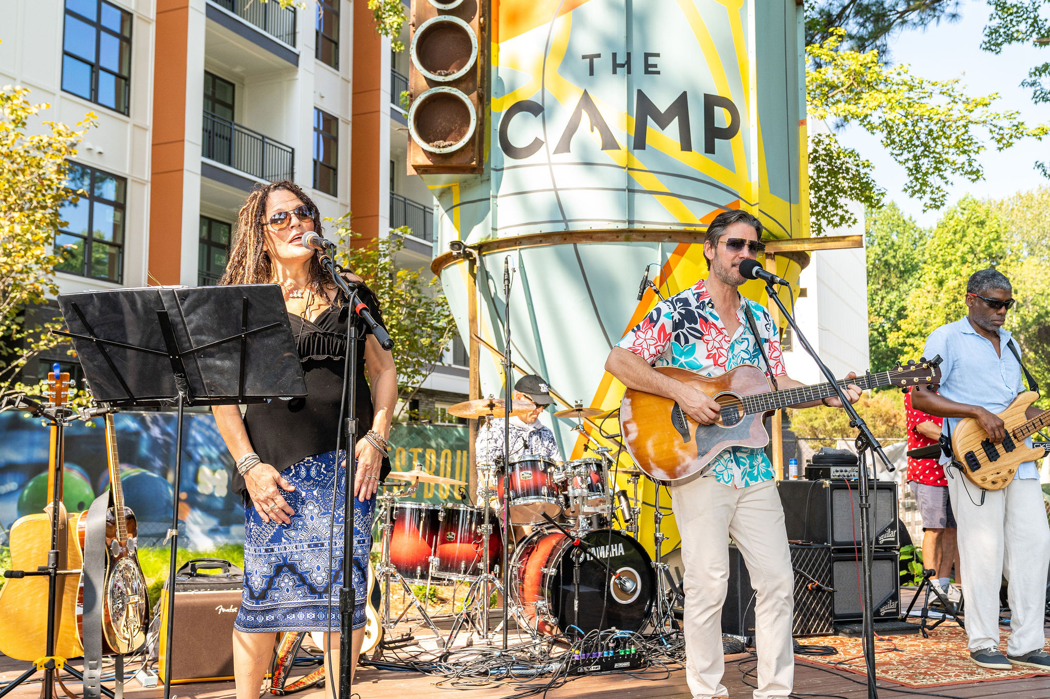 band playing at the camp